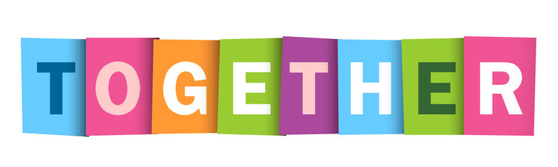 TOGETHER colorful vector typography banner isolated on white background