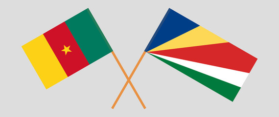 Crossed flags of Cameroon and Seychelles