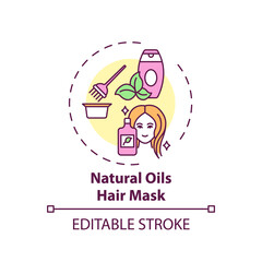 Natural oils hair mask concept icon. Home beauty treatment idea thin line illustration. Nourishing and moisturizing hair. Growth healing. Vector isolated outline RGB color drawing. Editable stroke