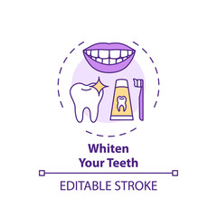 Obraz premium Whitening teeth concept icon. Home beauty procedure idea thin line illustration. Teeth bleaching. Aesthetic results. Stains removal. Vector isolated outline RGB color drawing. Editable stroke