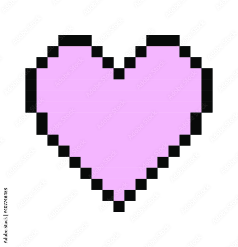 Poster pixel art heart icon isolated on white background. vector 8-bit retro style illustration.