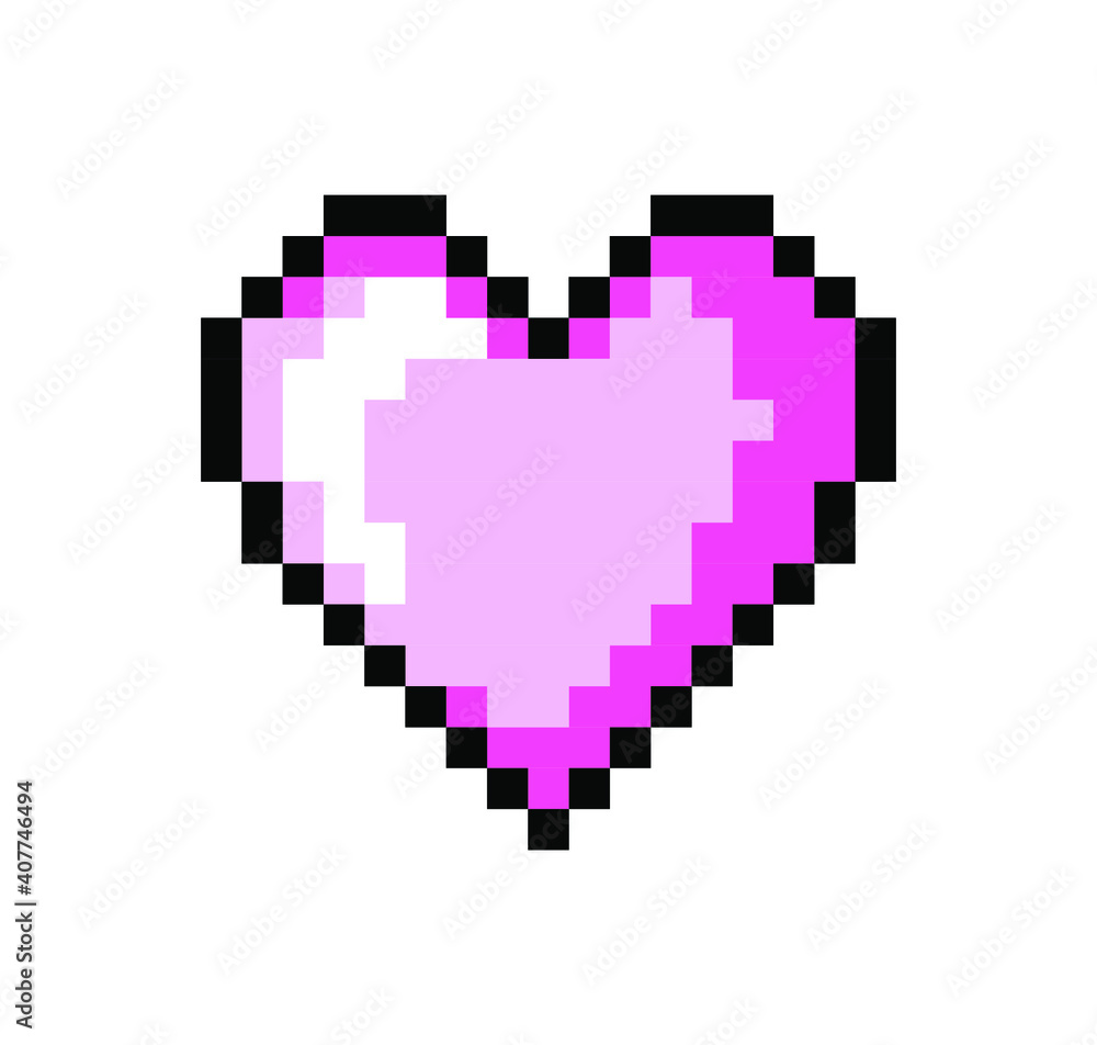 Aufkleber pixel art heart icon isolated on white background. vector 8-bit retro style illustration.