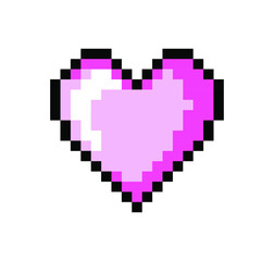 Pixel art heart icon isolated on white background. Vector 8-bit retro style illustration.