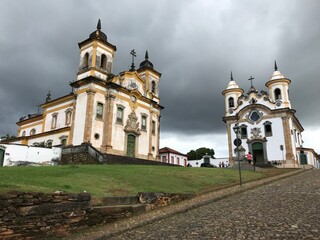 Fototapeta premium Twin churches in Mariana, Brazil