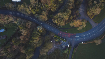 birds eye of country road