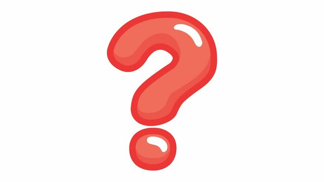 Animated funny symbol of question mark. Vector illustration isolated on a white background.