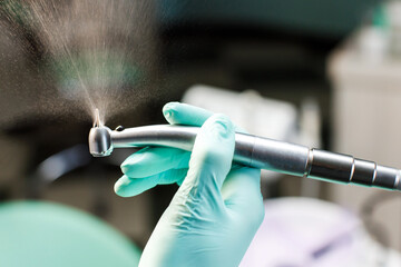 Dental tools in your hand. Professional woman dentist doctor working. Close up of dentist hand...