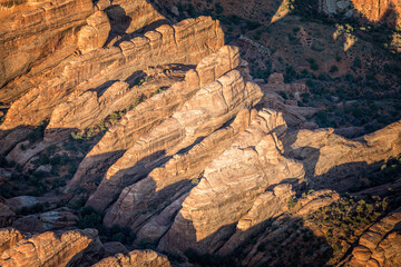 Aerial view on the geological structures of the Arches National Park,  Utah