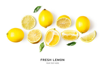 Lemon citrus fruits composition and creative layout.