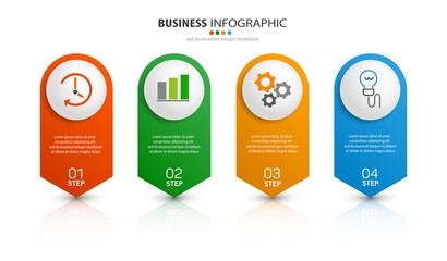 Infographic business design vector  template with 4 options, steps or processes. Can be used for presentations banner, workflow layout, process diagram, flow chart, info graph