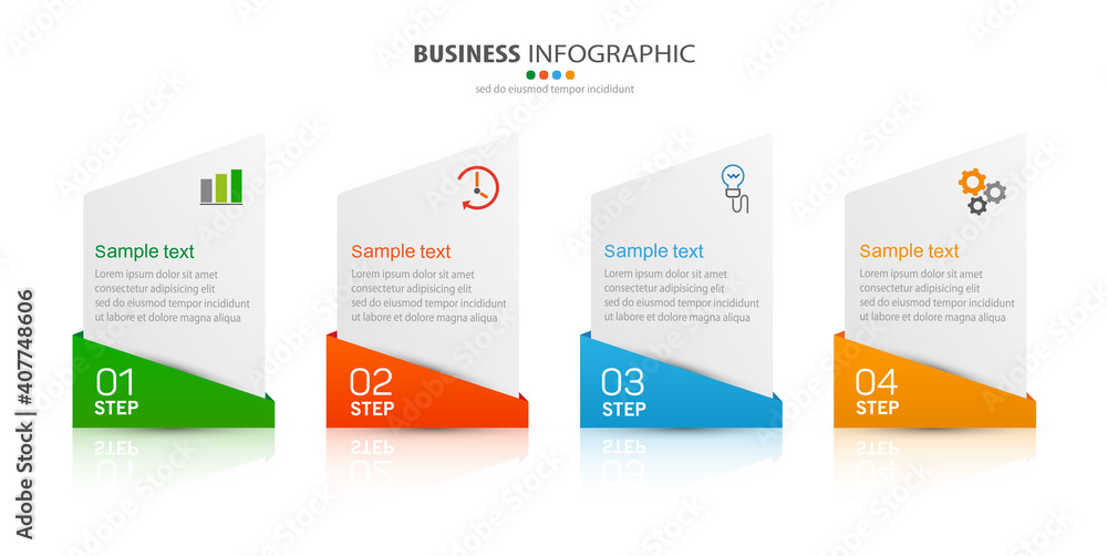 Wall mural infographic business design vector template with 4 options, steps or processes. can be used for pres