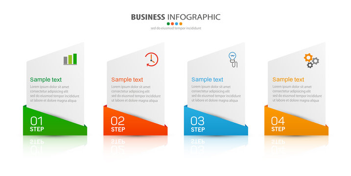 Infographic business design vector  template with 4 options, steps or processes. Can be used for presentations banner, workflow layout, process diagram, flow chart, info graph