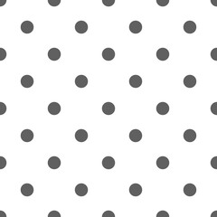Grey dots on white background. Polka dot seamless vector pattern. Pop Art background. For printing, decoration, design, surface, surface pattern, surface design, social media.