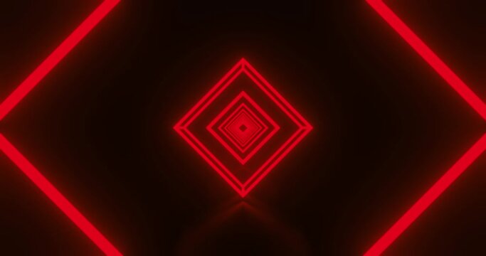 Animation of glowing red formation of diamond shapes moving on seamless loop