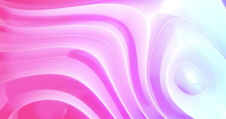 Pink lght and shadow playing on moving 3d grooved absract white shape