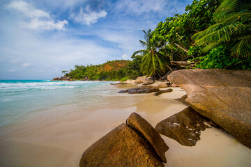 The beautiful beach Anse Georgette at Praslin, Seychelles