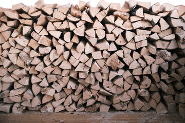 Firewood in the barn, stock for the winter.