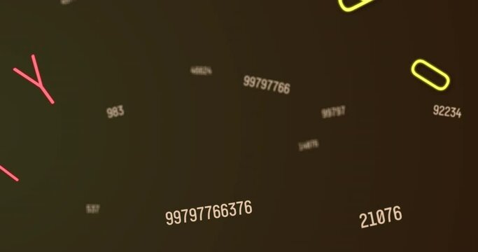 Digital animation of multiple changing numbers and alphabets against multiple changing numbers on bl