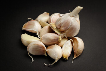 Garlic on a black table