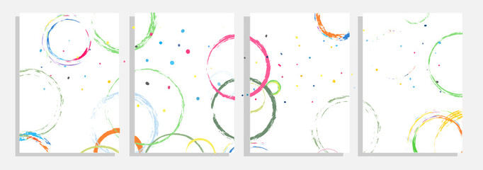 texured circles colored  graphic vector background set