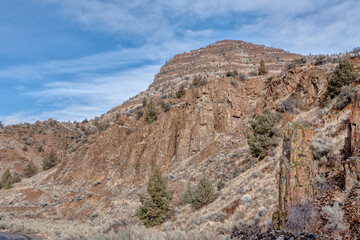 jagged, rocky butte in the desert