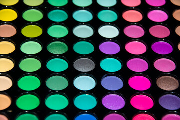 many shades for makeup with selective focus