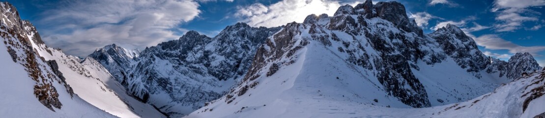 Panorama Torscharte im Karwendel im Winter