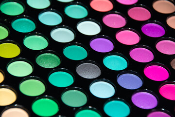 many shades for makeup with selective focus