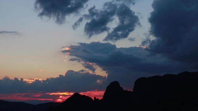 Beautiful sunset in the Tepoztlan mountains in Mexico