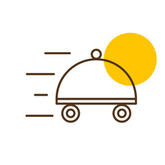 Food delivery with dish vector icon