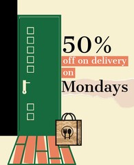 Food delivery poster with 50 percent off