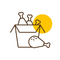 Fried chicken in the box vector icon