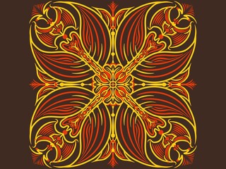 Ornament abstract background with flowers. Digital art illustration