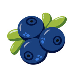 Juicy blueberry vector flat illustration icon for vegan, organic menu. Vector summer elements for cards, banners, posters, mug, scrapbooking, pillow case, phone cases and clothes design. 