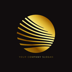 Gold logo, circle with stripes. Elegant logo style. Making a recognizable company design.