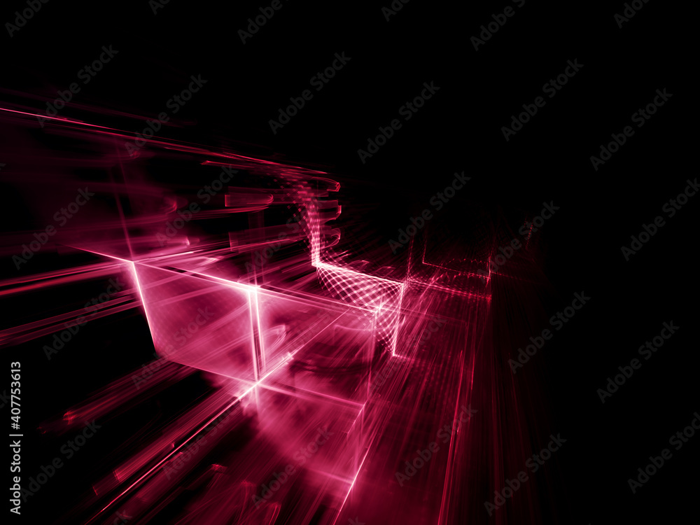 Poster abstract red and black background. fractal graphics 3d illustration. technology and science concept.