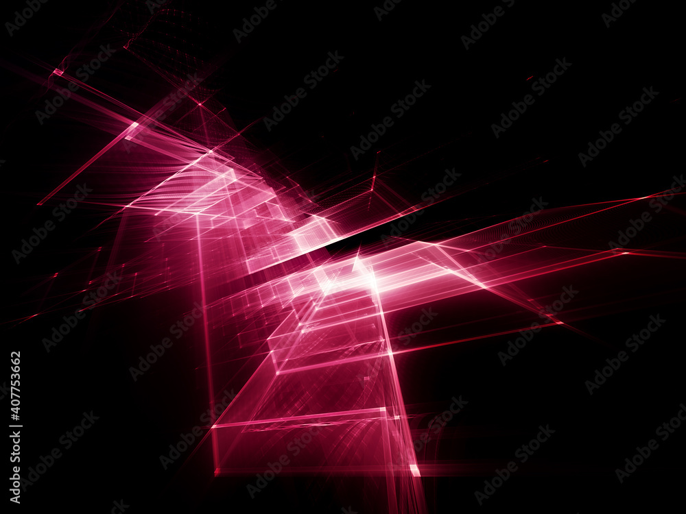 Aufkleber abstract red and black background. fractal graphics 3d illustration. technology and science concept.