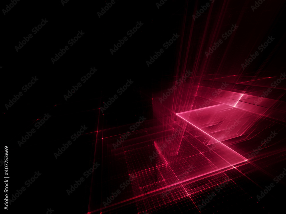 Aufkleber abstract red and black background. fractal graphics 3d illustration. technology and science concept.