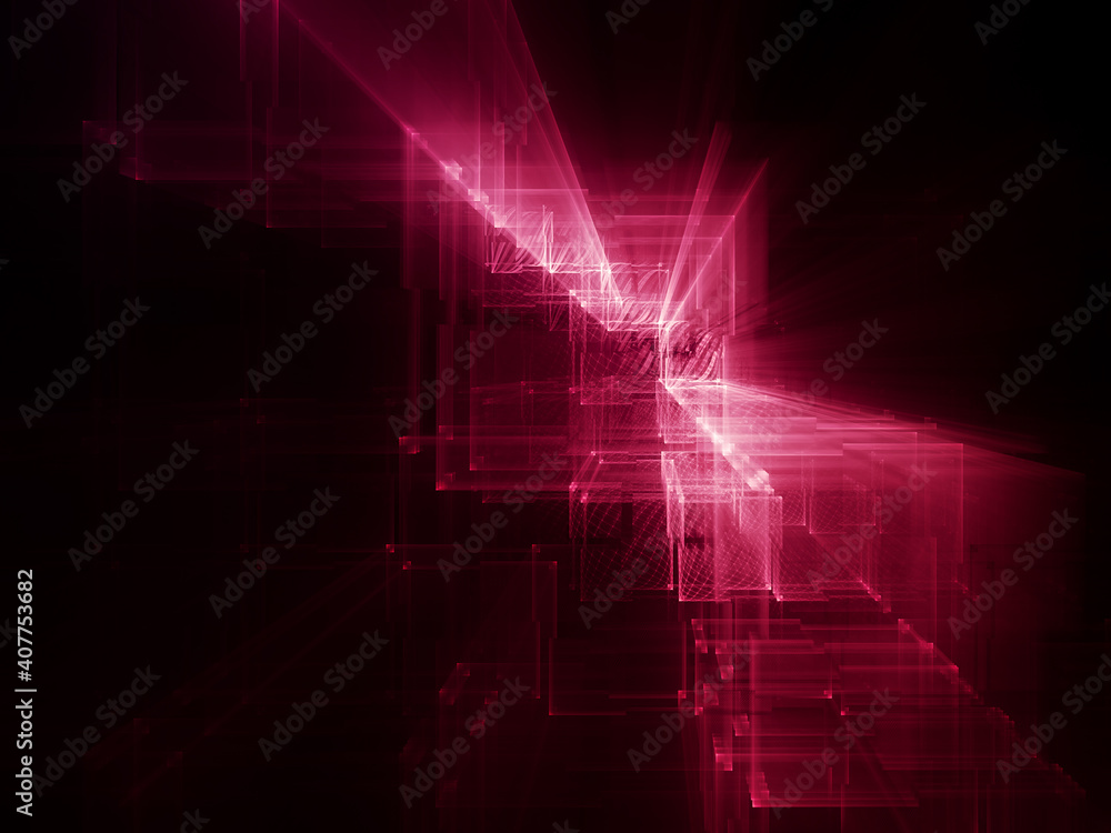 Poster abstract red and black background. fractal graphics 3d illustration. technology and science concept.