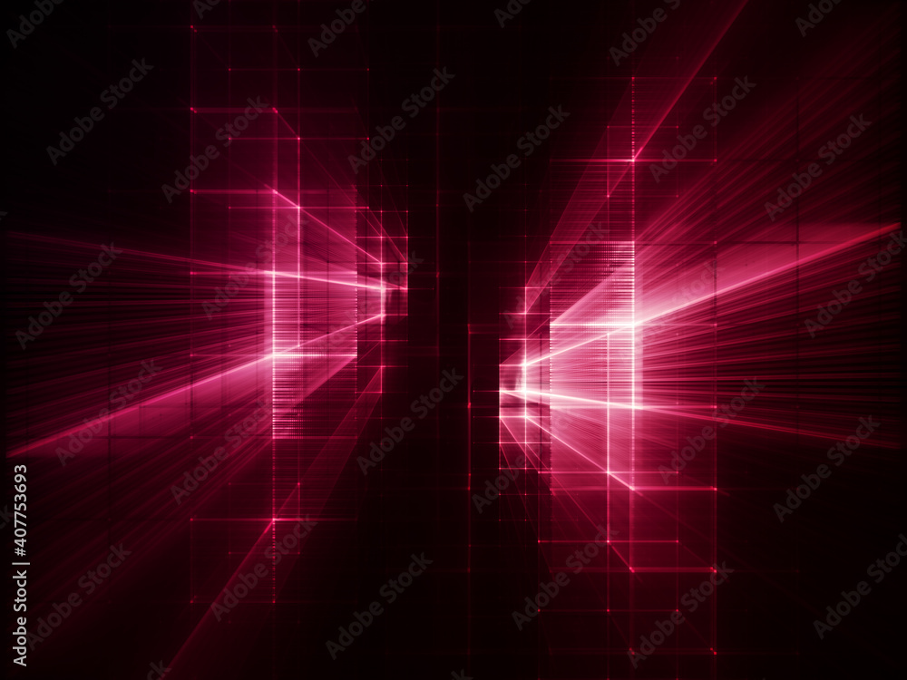 Poster abstract red and black background. fractal graphics 3d illustration. technology and science concept.