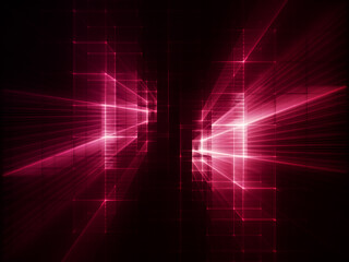 Abstract red and black background. Fractal graphics 3d illustration. Technology and science concept.
