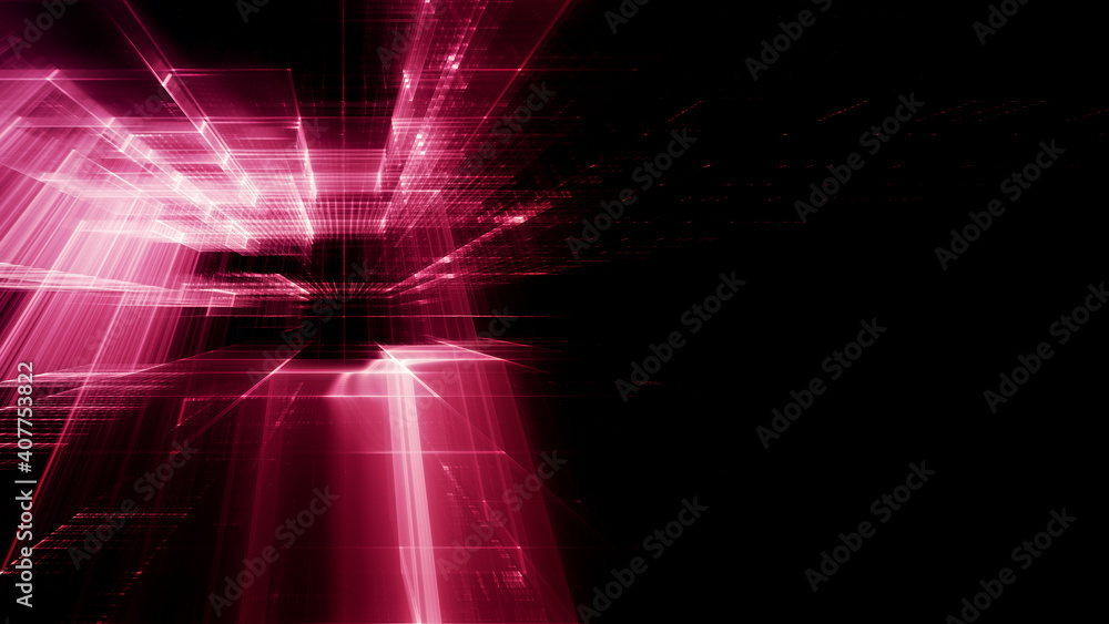 Poster abstract red and black background. fractal graphics 3d illustration. technology and science concept.