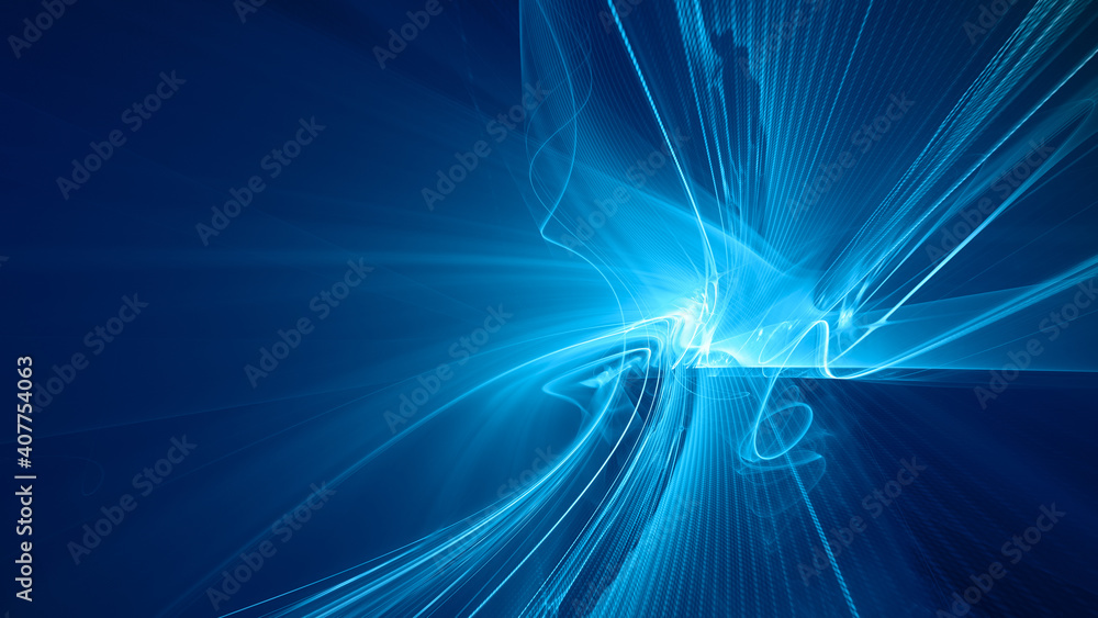 Poster abstract digital technology background. dynamic lines composition. detailed generative fractal graph