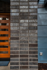 Brick column and a wooden door