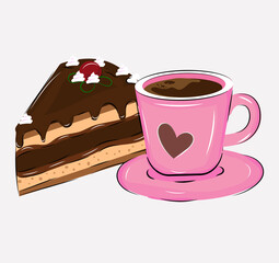 cake and coffee illustrated vector eps 10