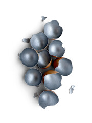 Egg squirrel in silver on white background. Trendy colors. Easter concept