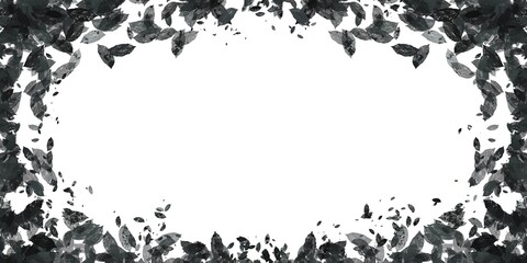 Black leaves on white background texture