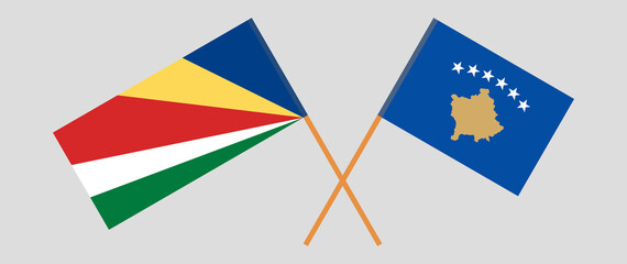Crossed flags of Seychelles and Kosovo