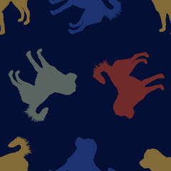 Seamless pattern from pedigree large dogs Caucasian Shepherd. Vector stock illustration eps10.