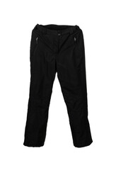Black ski waterproof and windproof pants isolated on white background